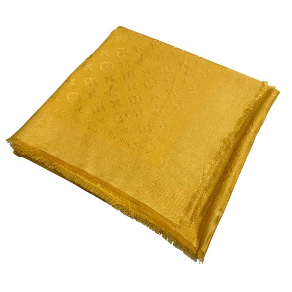 LOUIS VUITTON Louis Vuitton Silk Wool Shawl Monogram Stole M71363 Yellow Women's